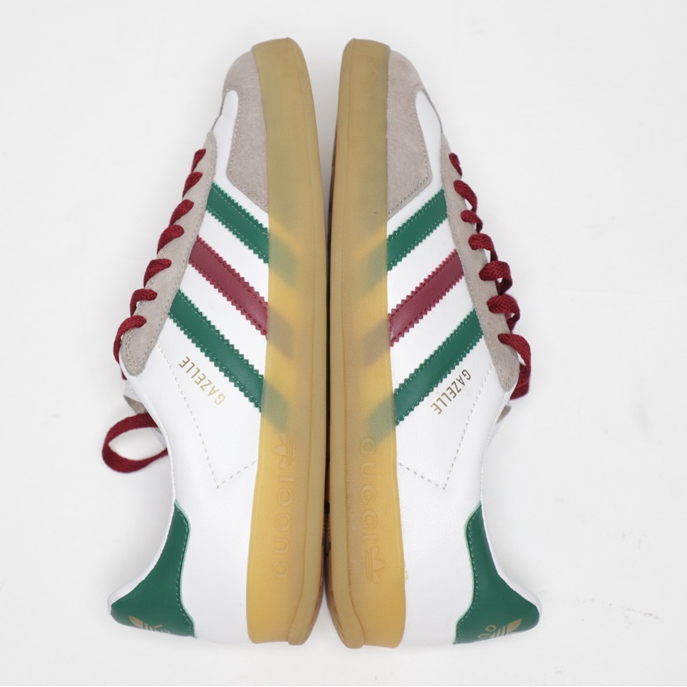 Authentic Gucci x Adidas Gazelle Sneakers White Green Red - Picture 2 of 16